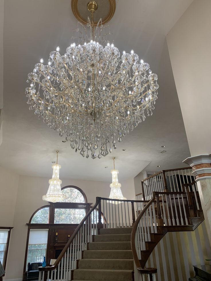 Oversized European Chrome Classic Candle Branch Crystal Chandelier for 2-Story/Duplex Buildings-MEET LIGHTING