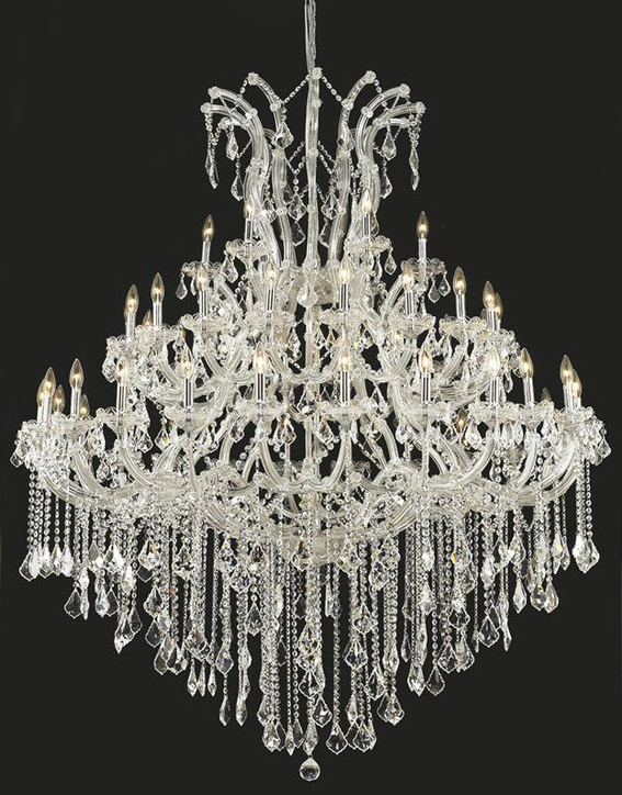 Oversized European Chrome Classic Candle Branch Crystal Chandelier for 2-Story/Duplex Buildings-MEET LIGHTING