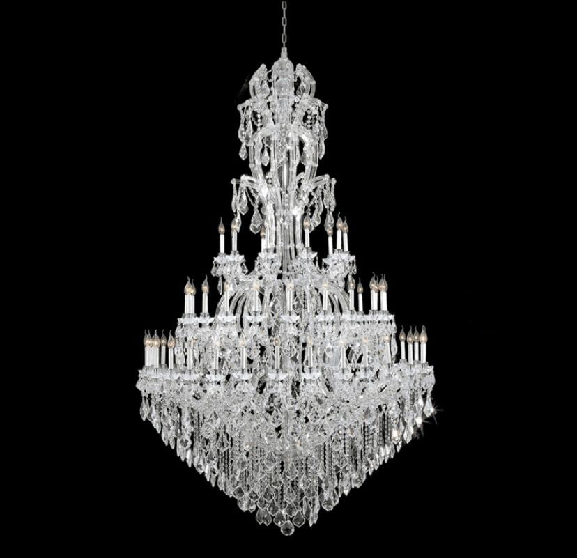 Oversized Luxury Traditional Gold/Chrome Candle Branch Crystal Chandelier for 2-story/Duplex Buildings