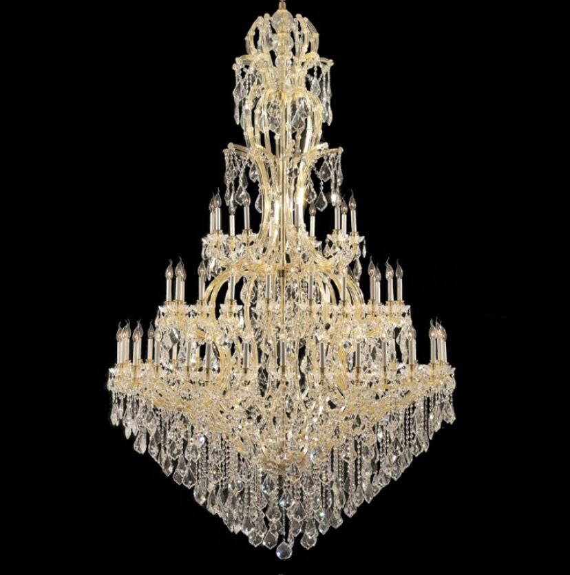 Oversized Luxury Traditional Gold/Chrome Candle Branch Crystal Chandelier for 2-story/Duplex Buildings-MEET LIGHTING
