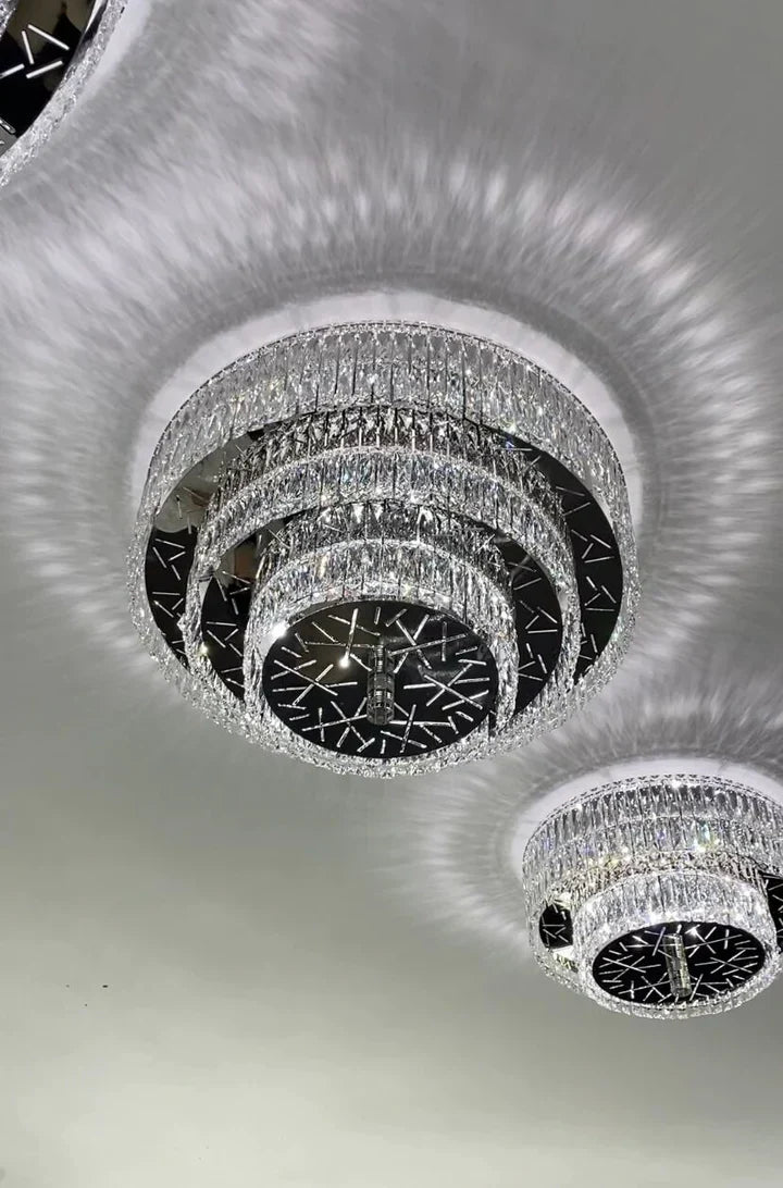 Oversized Modern Creative Flush Mount Round Multi-layers Crystal Pendant Chandelier for Living/Dining Room/Hallway-MEET LIGHTING