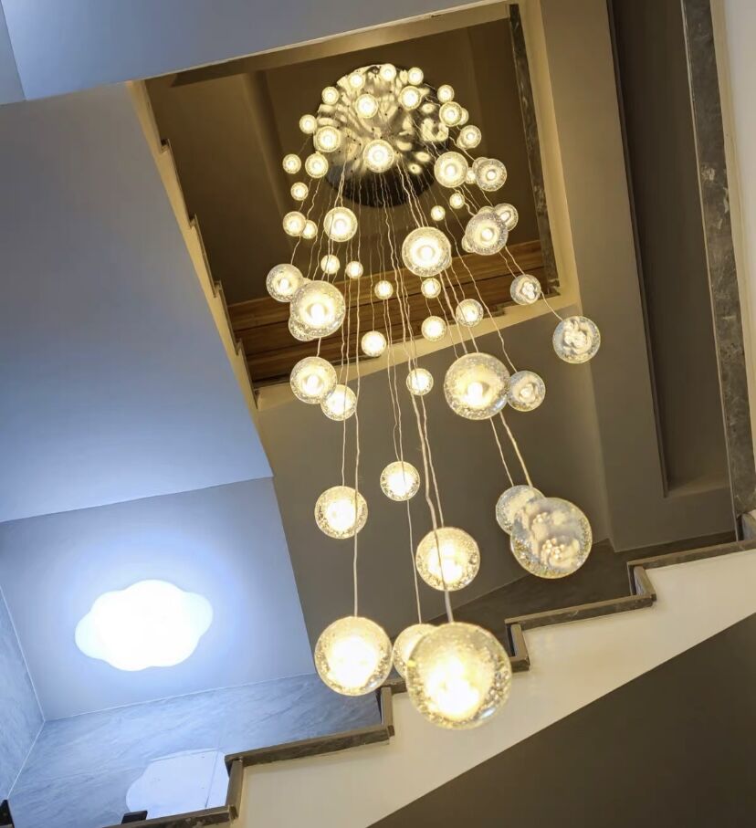 Oversized Nordic Art Round Air Bubbles Pendant Chandelier for Stairs/Spiral Staircase/Hotel Lobby-MEET LIGHTING