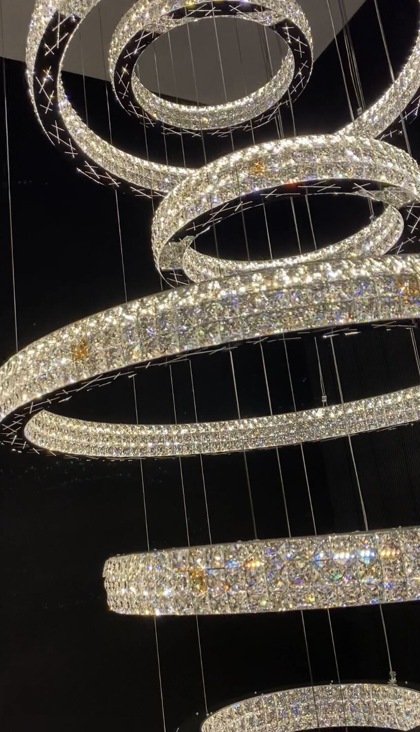 New Modern Light Luxury Oversized Multi-tiered Rings Crystal Chandelier for Staircase/Duplex/High-ceiling Space-MEET LIGHTING