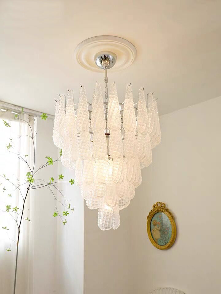 Light Luxury Multi-layered Teardrop Waterfall Chandelier for Living Room/Bedroom-MEET LIGHTING