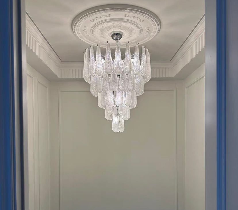 Light Luxury Multi-layered Teardrop Waterfall Chandelier for Living Room/Bedroom-MEET LIGHTING