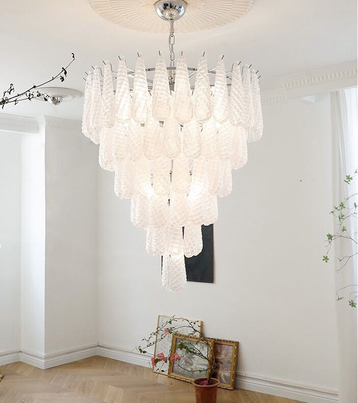 Light Luxury Multi-layered Teardrop Waterfall Chandelier for Living Room/Bedroom-MEET LIGHTING