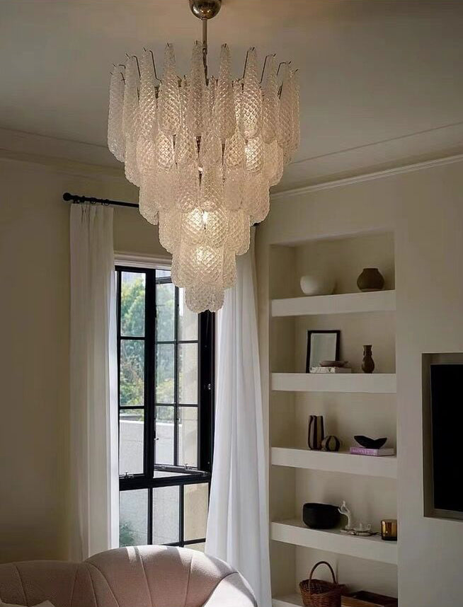 Light Luxury Multi-layered Teardrop Waterfall Chandelier for Living Room/Bedroom-MEET LIGHTING