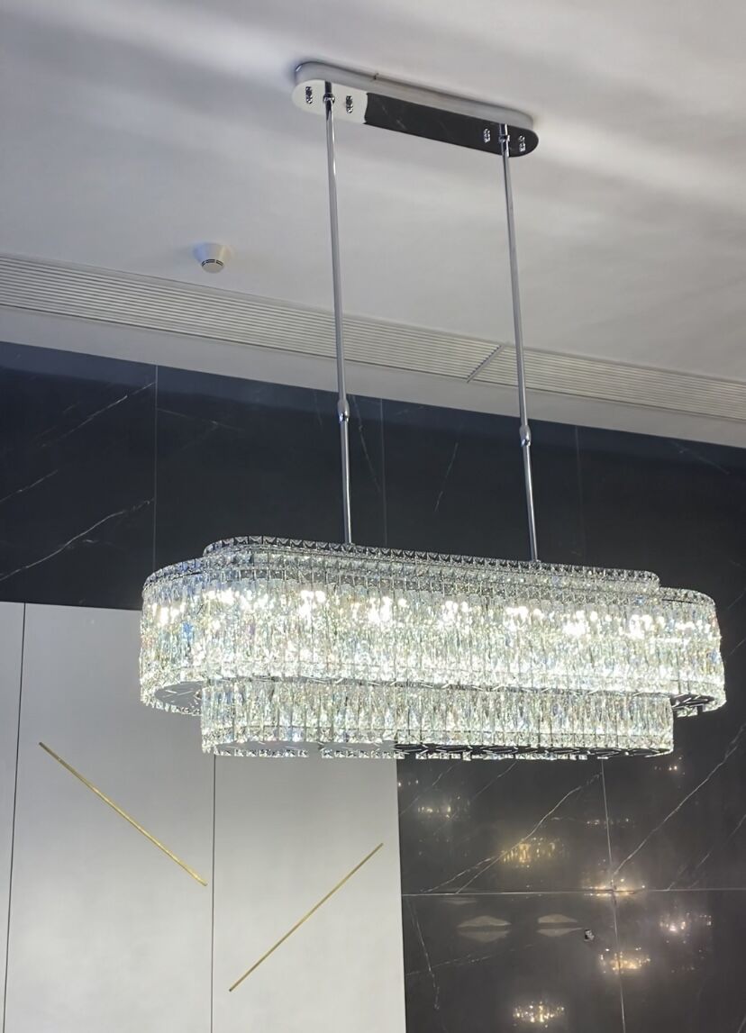 Stunning Modern Rectangle Ceiling Light Crystal Chandelier For Dining Table/Coffee Table/Living Room/Bedroom-MEET LIGHTING