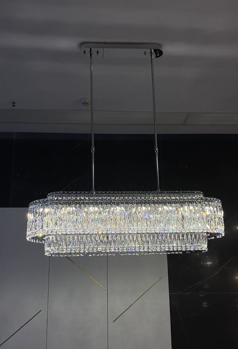 Stunning Modern Rectangle Ceiling Light Crystal Chandelier For Dining Table/Coffee Table/Living Room/Bedroom-MEET LIGHTING