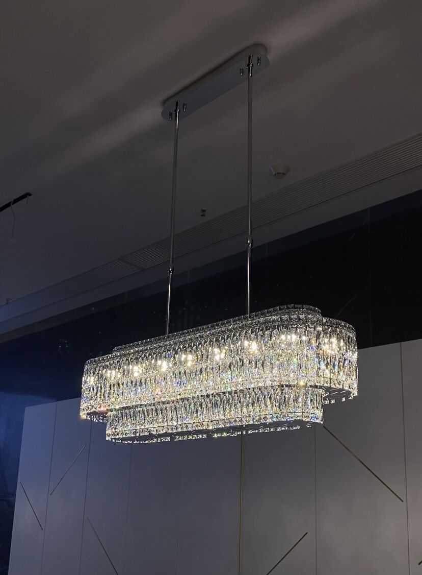 Stunning Modern Rectangle Ceiling Light Crystal Chandelier For Dining Table/Coffee Table/Living Room/Bedroom-MEET LIGHTING