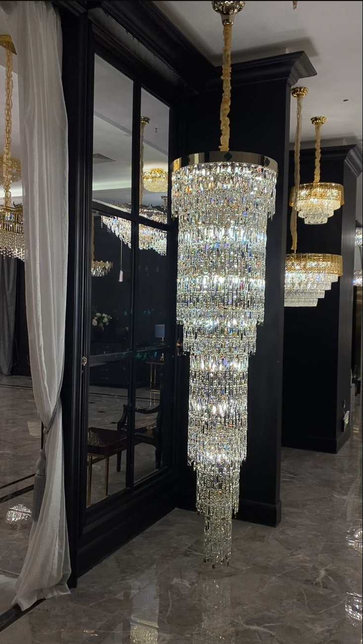 Luxury Modern Round Multi-layers Crystal Chandelier with Four Leaf Clover for Staircase/High-ceiling Space/ Foyer-MEET LIGHTING