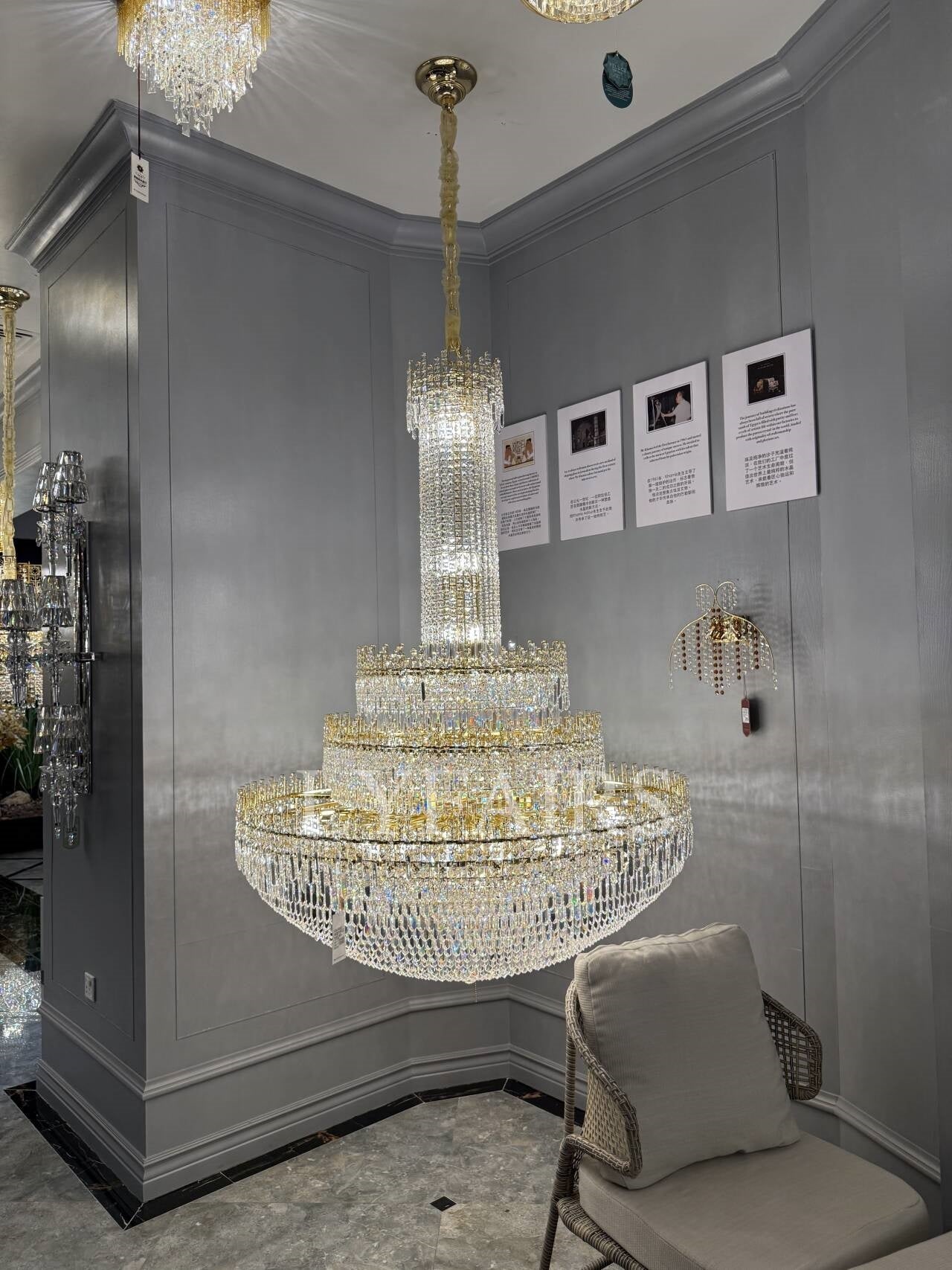 Luxury Oversized Gold European Pagoda-inspired Crystal Chandelier for Foyer/Staircase/Hallway/Entryway-MEET LIGHTING