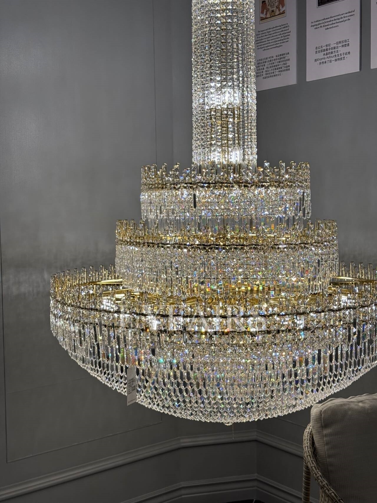 Luxury Oversized Gold European Pagoda-inspired Crystal Chandelier for Foyer/Staircase/Hallway/Entryway-MEET LIGHTING