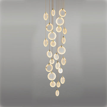 Queenie marble disc Long Round chandelier For Loft-Meet Lighting