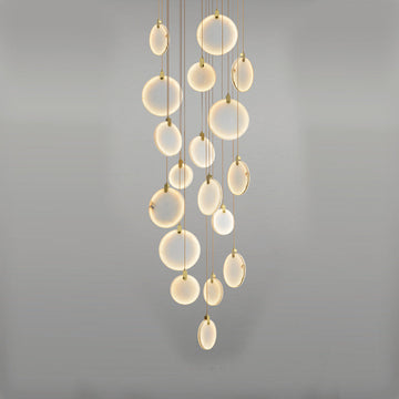 Queenie marble disc Long Round chandelier For Loft-Meet Lighting