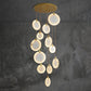 Queenie marble disc Long Round chandelier For Loft-Meet Lighting