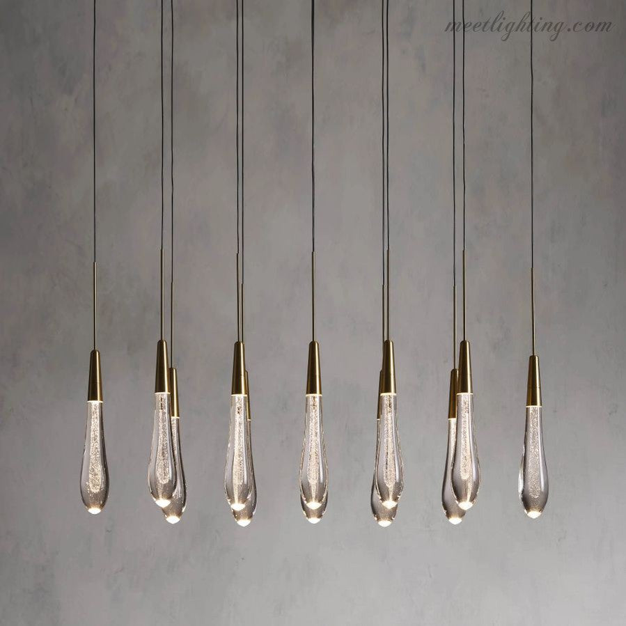Rain Linear Solitaire Crystal Chandelier-MEET LIGHTING