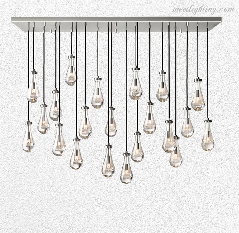 Raindrop Glass Linear Chandelier 72"-Meet Lighting