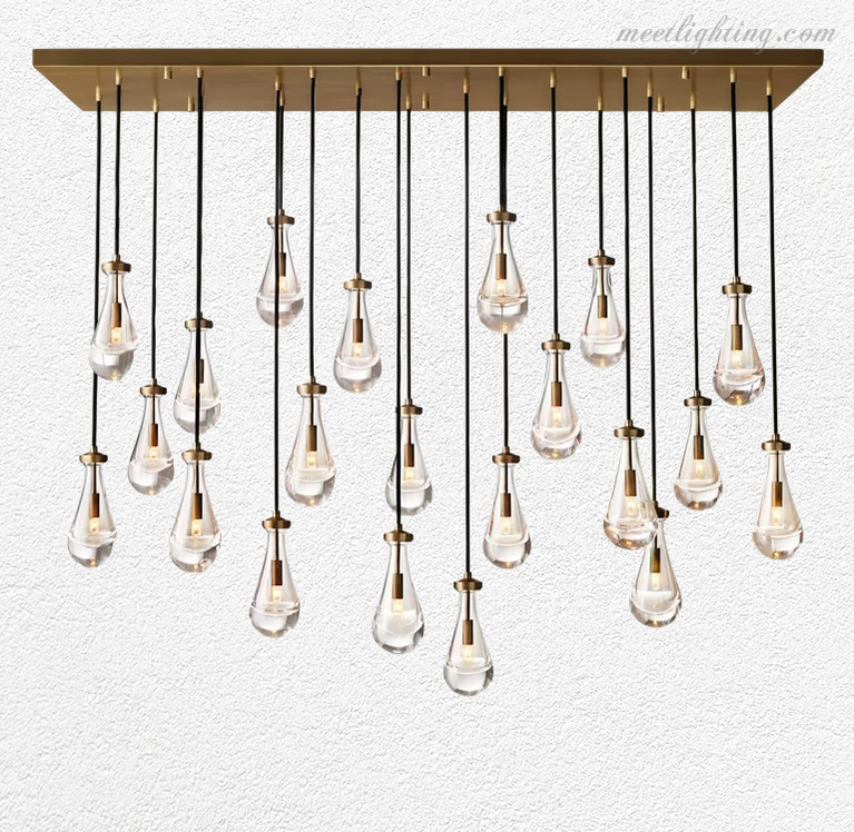 Raindrop Glass Linear Chandelier 72"-Meet Lighting