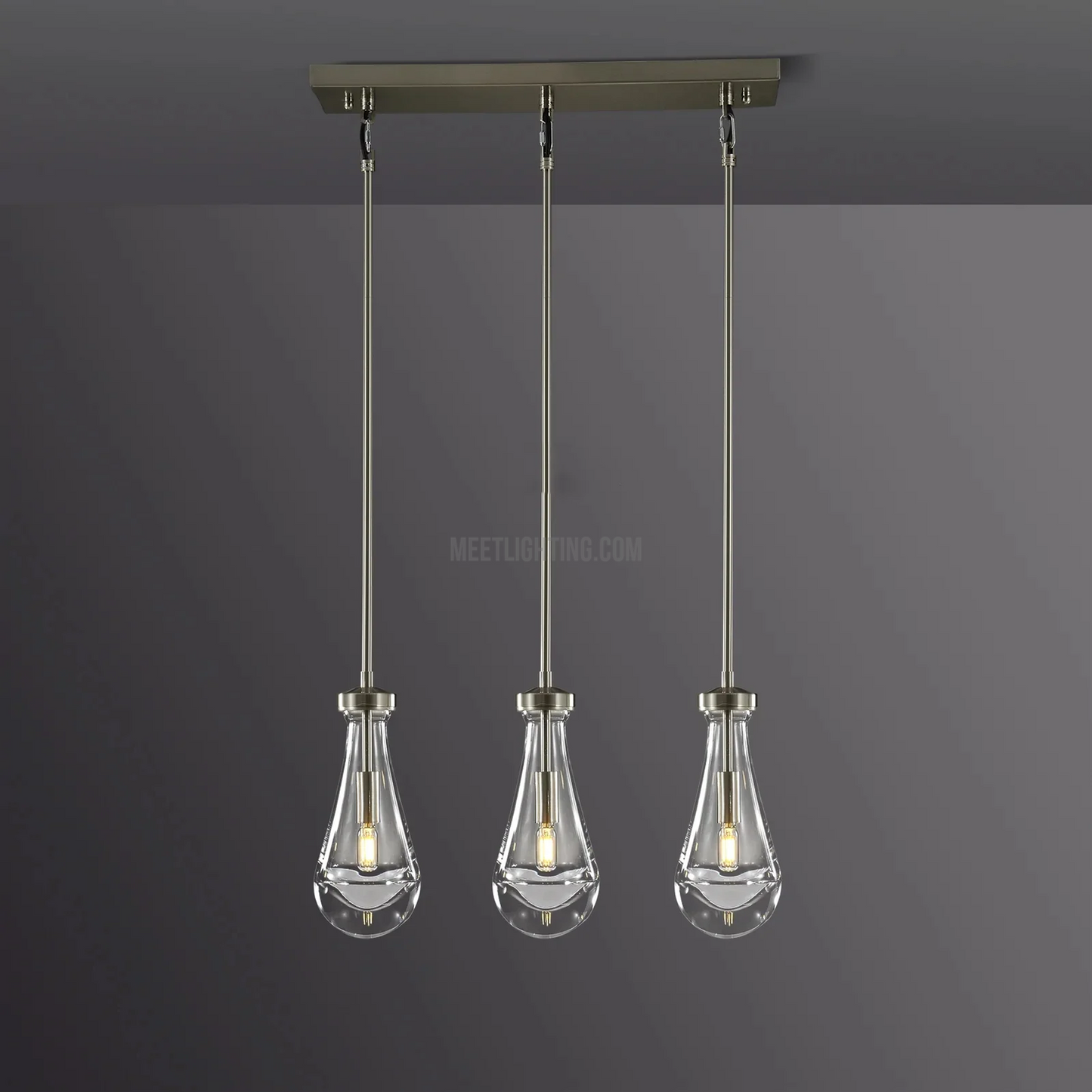 Raindrop Modern Linear 3-light Chandelier-Meet Lighting