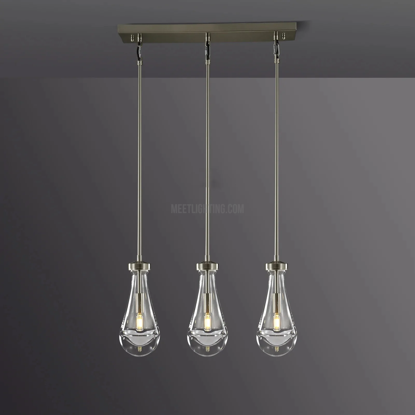 Raindrop Modern Linear 3-light Chandelier-Meet Lighting