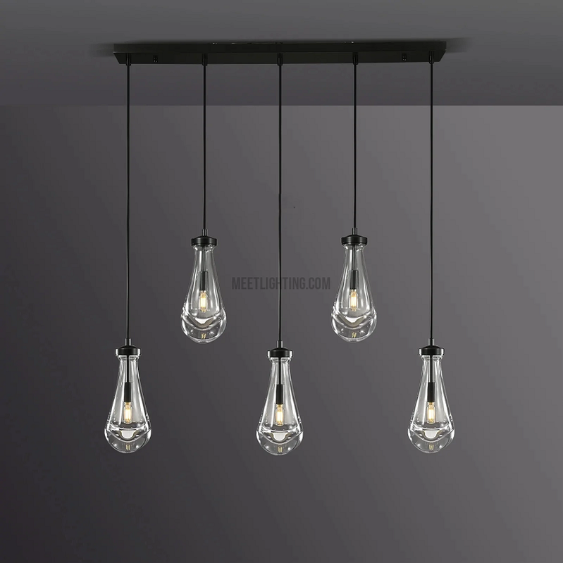 Raindrop Modern Linear 5-light Chandelier Over Dining Table-Meet Lighting