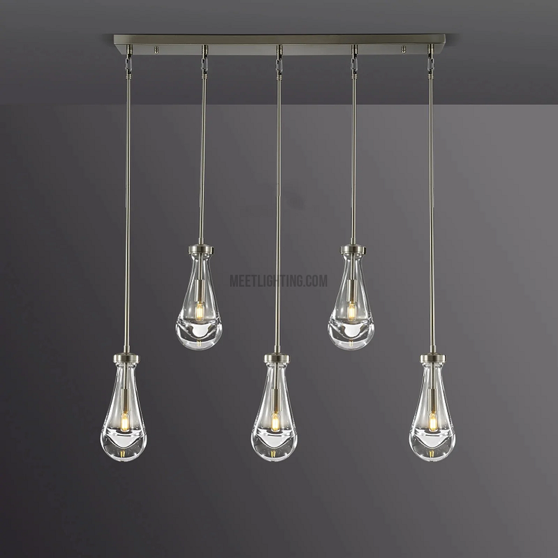 Raindrop Modern Linear 5-light Chandelier Over Dining Table-Meet Lighting