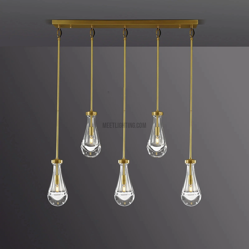 Raindrop Modern Linear 5-light Chandelier Over Dining Table-Meet Lighting