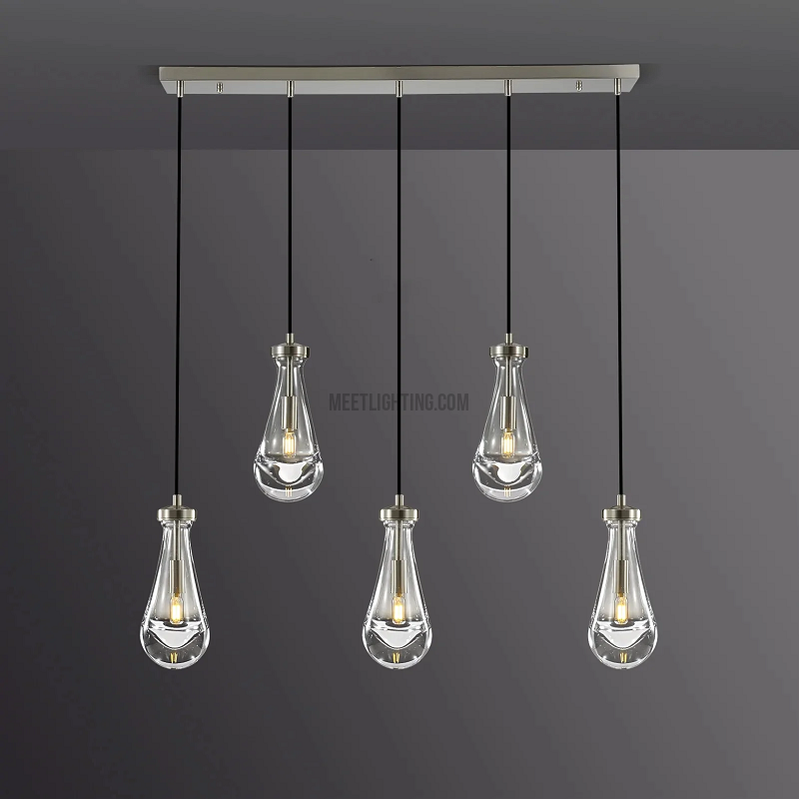 Raindrop Modern Linear 5-light Chandelier Over Dining Table-Meet Lighting