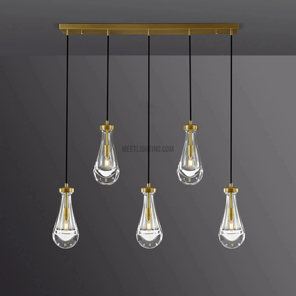 Raindrop Modern Linear 5-light Chandelier Over Dining Table-Meet Lighting