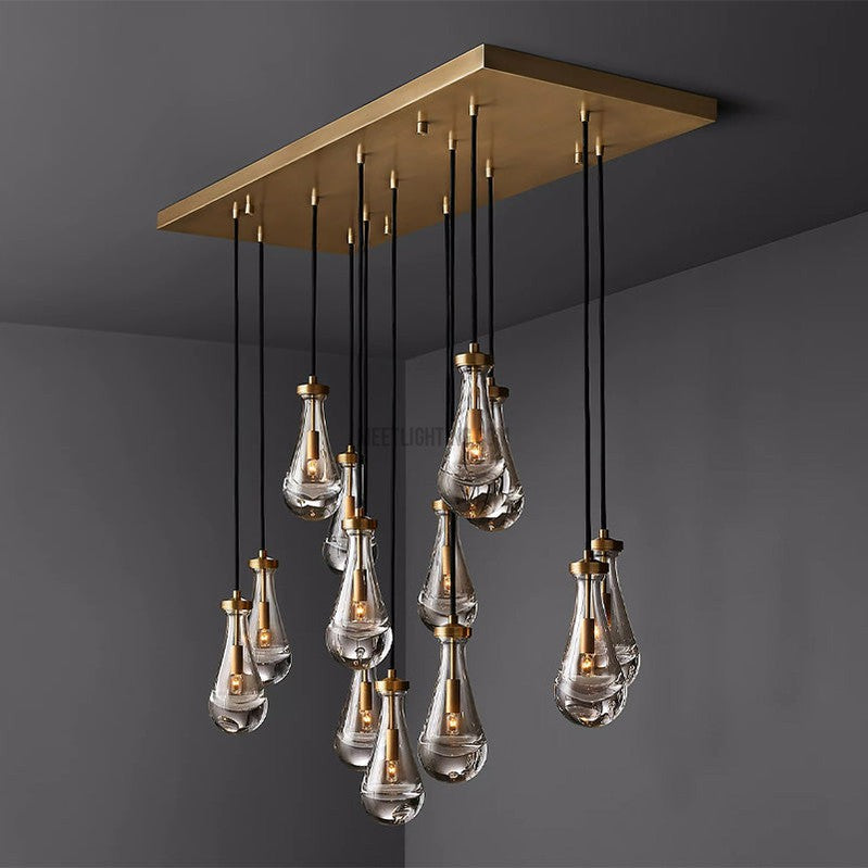 Raindrop Modern Rectangle Chandelier 54" Over Dining Table-Meet Lighting