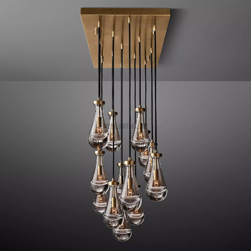 Raindrop Modern Rectangle Chandelier 54" Over Dining Table-Meet Lighting