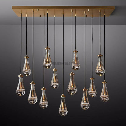 Raindrop Modern Rectangle Chandelier 54" Over Dining Table-Meet Lighting