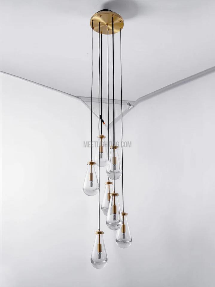 Modern Raindrop Solid Brass Round Chandelier 18",7 Lights-Meet Lighting