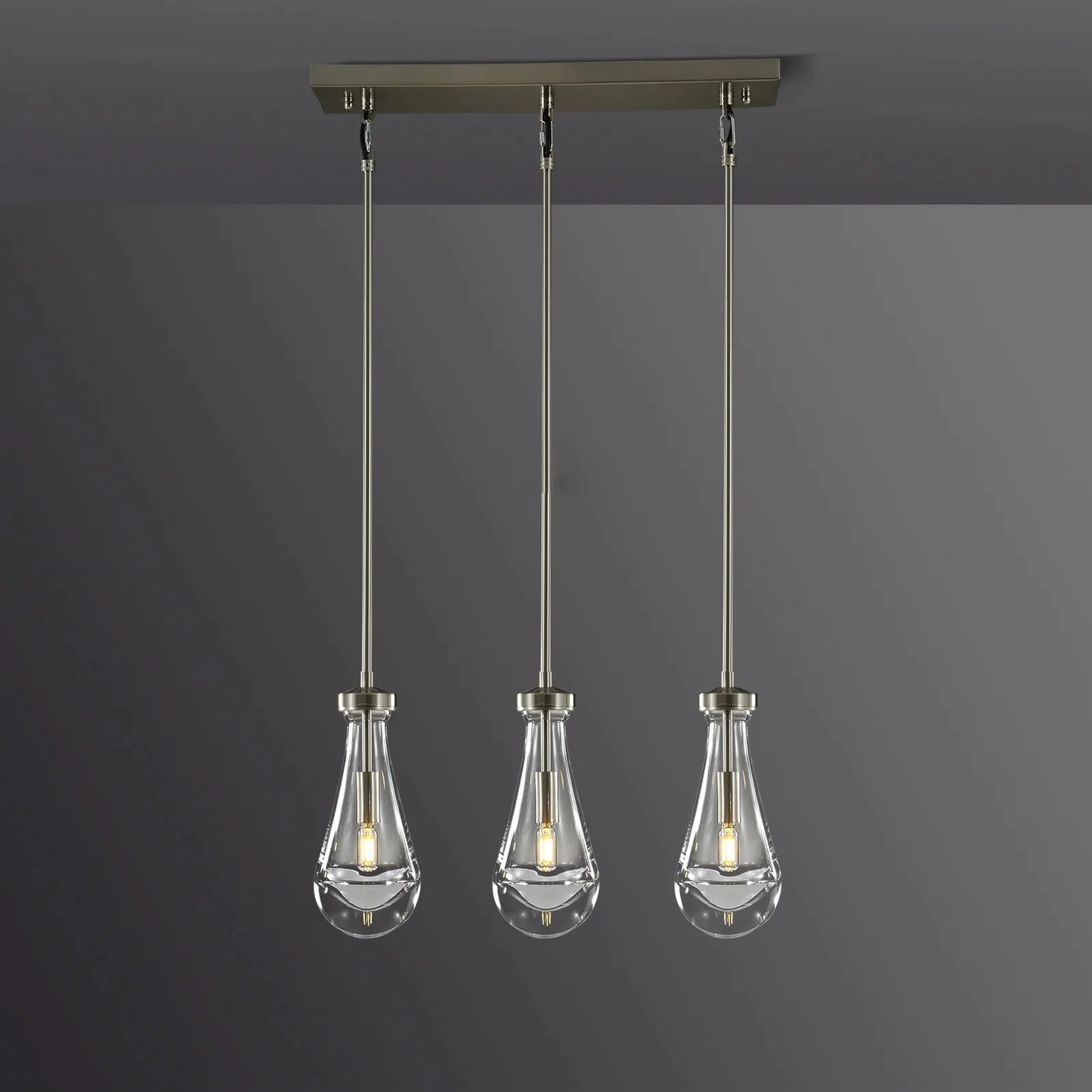 Raindrop Modern Linear 3-light Chandelier