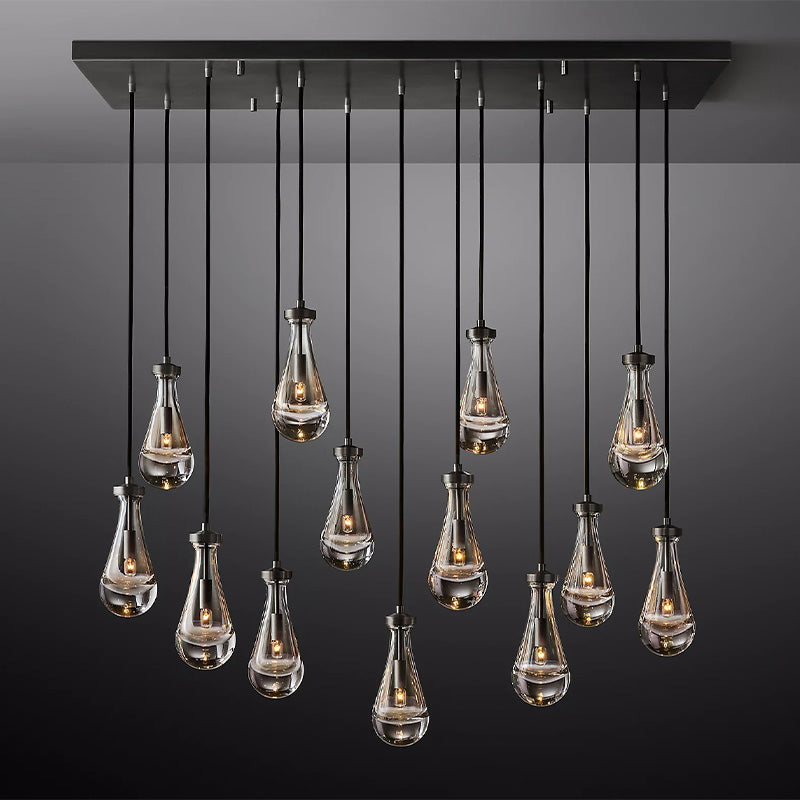 Raindrop Rectangle Chandelier 54" chandeliers for dining room,chandeliers for stairways,chandeliers for foyer,chandeliers for bedrooms,chandeliers for kitchen,chandeliers for living room RBRIGHTS MattE Black  