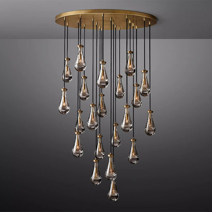 Raindrop Round Chandelier 47" chandeliers for dining room,chandeliers for stairways,chandeliers for foyer,chandeliers for bedrooms,chandeliers for kitchen,chandeliers for living room RBRIGHTS VintageBrass  