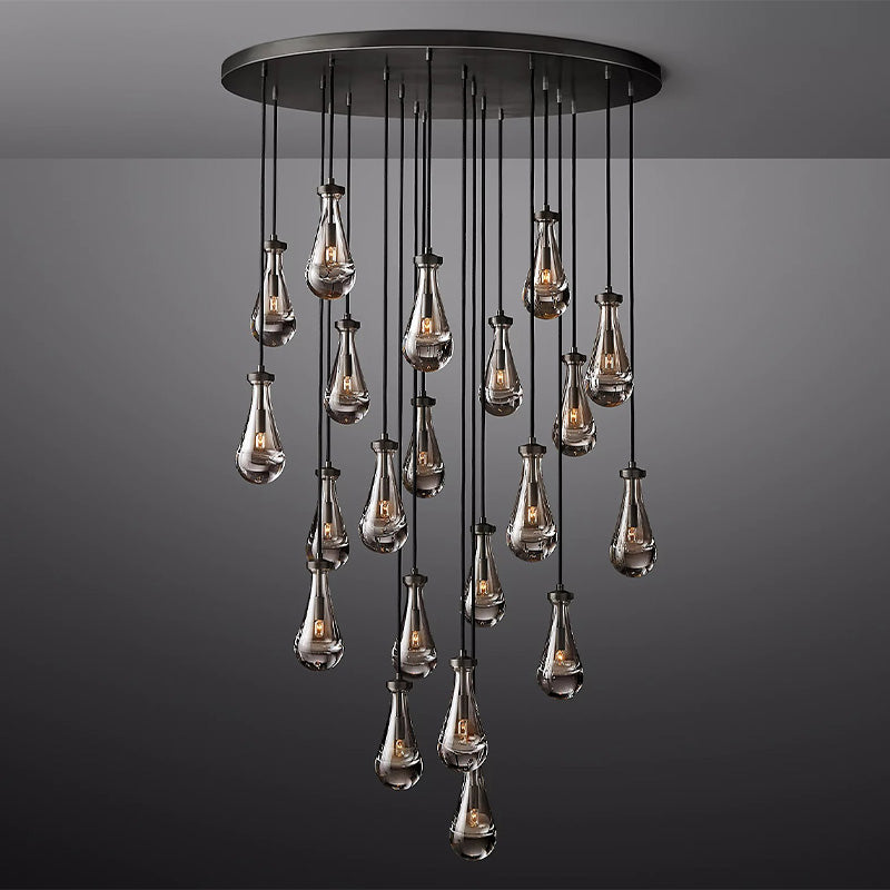 Raindrop Round Chandelier 47" chandeliers for dining room,chandeliers for stairways,chandeliers for foyer,chandeliers for bedrooms,chandeliers for kitchen,chandeliers for living room RBRIGHTS MatteBlack  