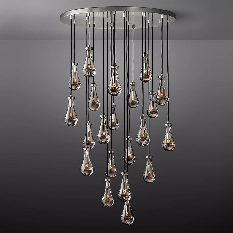 Raindrop Round Chandelier 47" chandeliers for dining room,chandeliers for stairways,chandeliers for foyer,chandeliers for bedrooms,chandeliers for kitchen,chandeliers for living room RBRIGHTS SatinNickel  