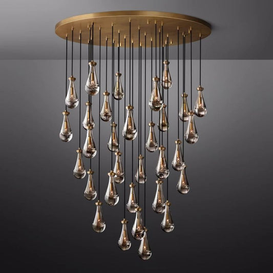 Raindrop Round Chandelier 60" chandeliers for dining room,chandeliers for stairways,chandeliers for foyer,chandeliers for bedrooms,chandeliers for kitchen,chandeliers for living room RBRIGHTS VintageBrass  