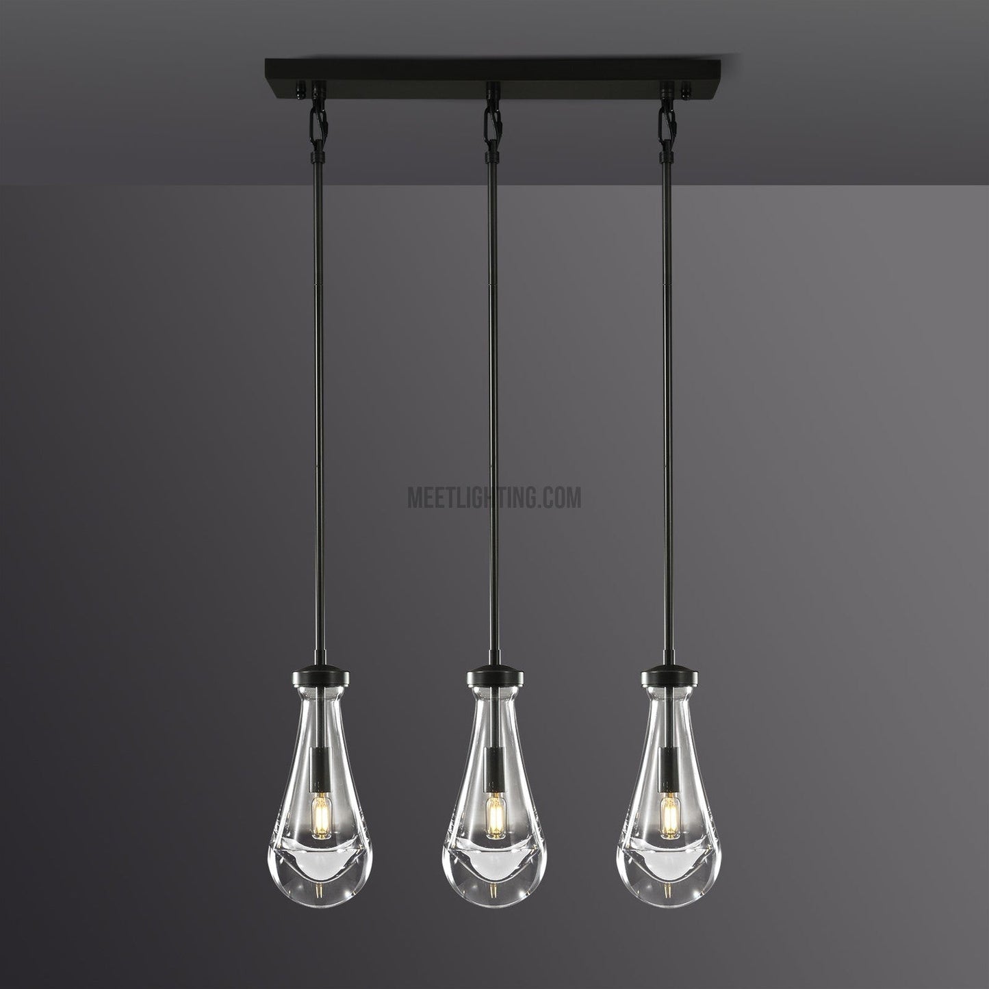 Raindrops Rectangular Chandelier 22" rod-Meet Lighting