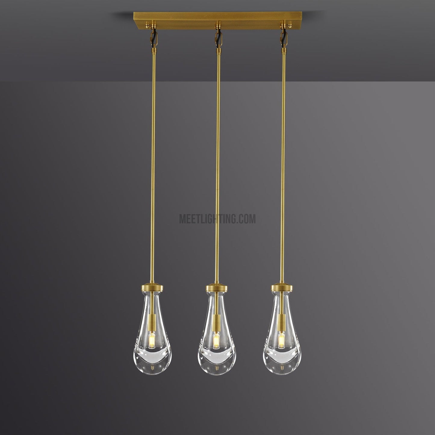 Raindrops Rectangular Chandelier 22" rod-Meet Lighting