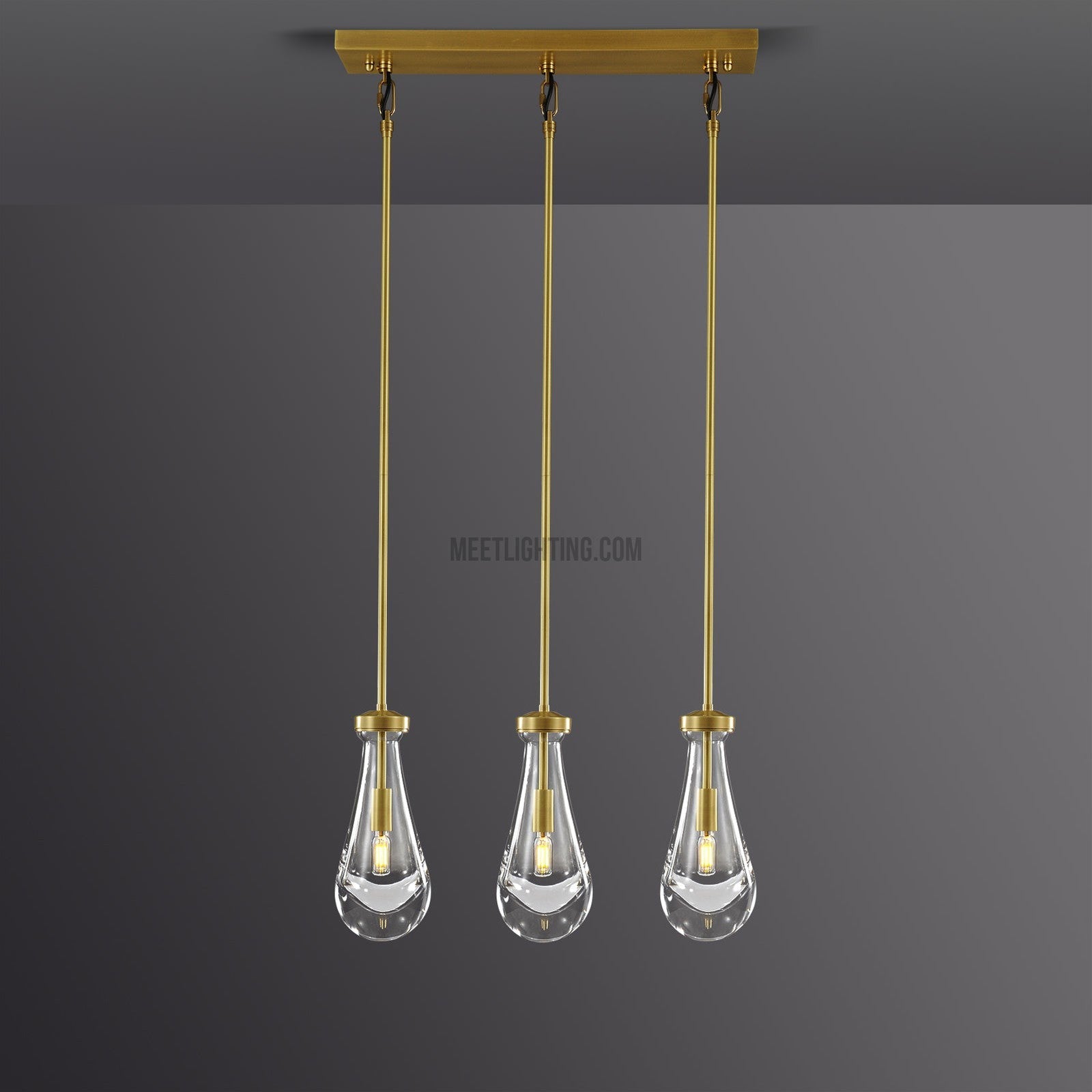 Raindrops Rectangular Chandelier 22" rod-Meet Lighting