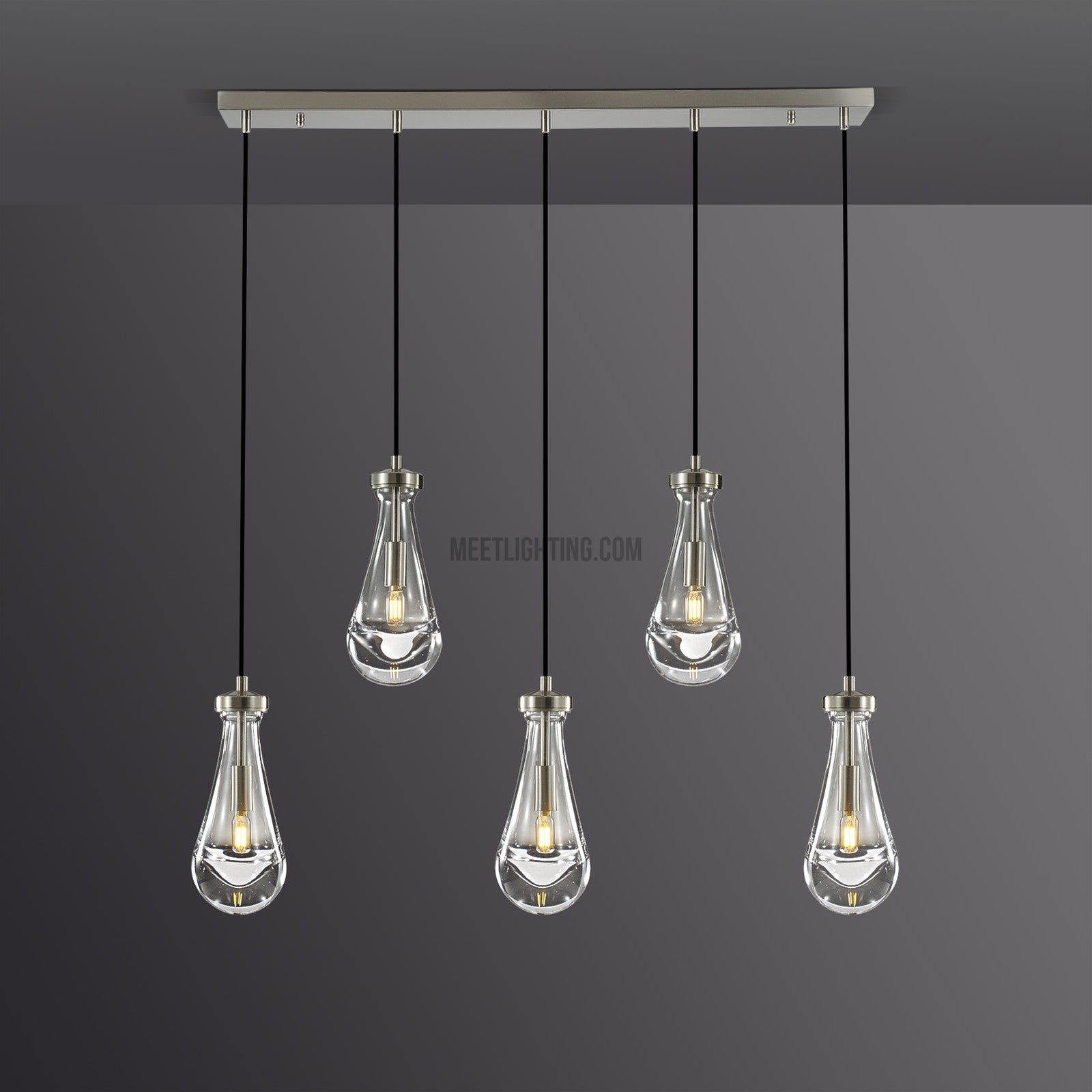 Raindrops Rectangular Chandelier 36" cord-Meet Lighting