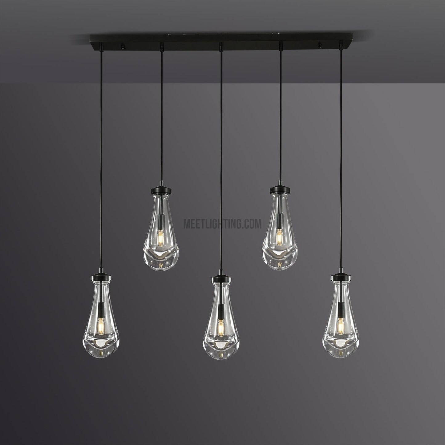 Raindrops Rectangular Chandelier 36" cord-Meet Lighting