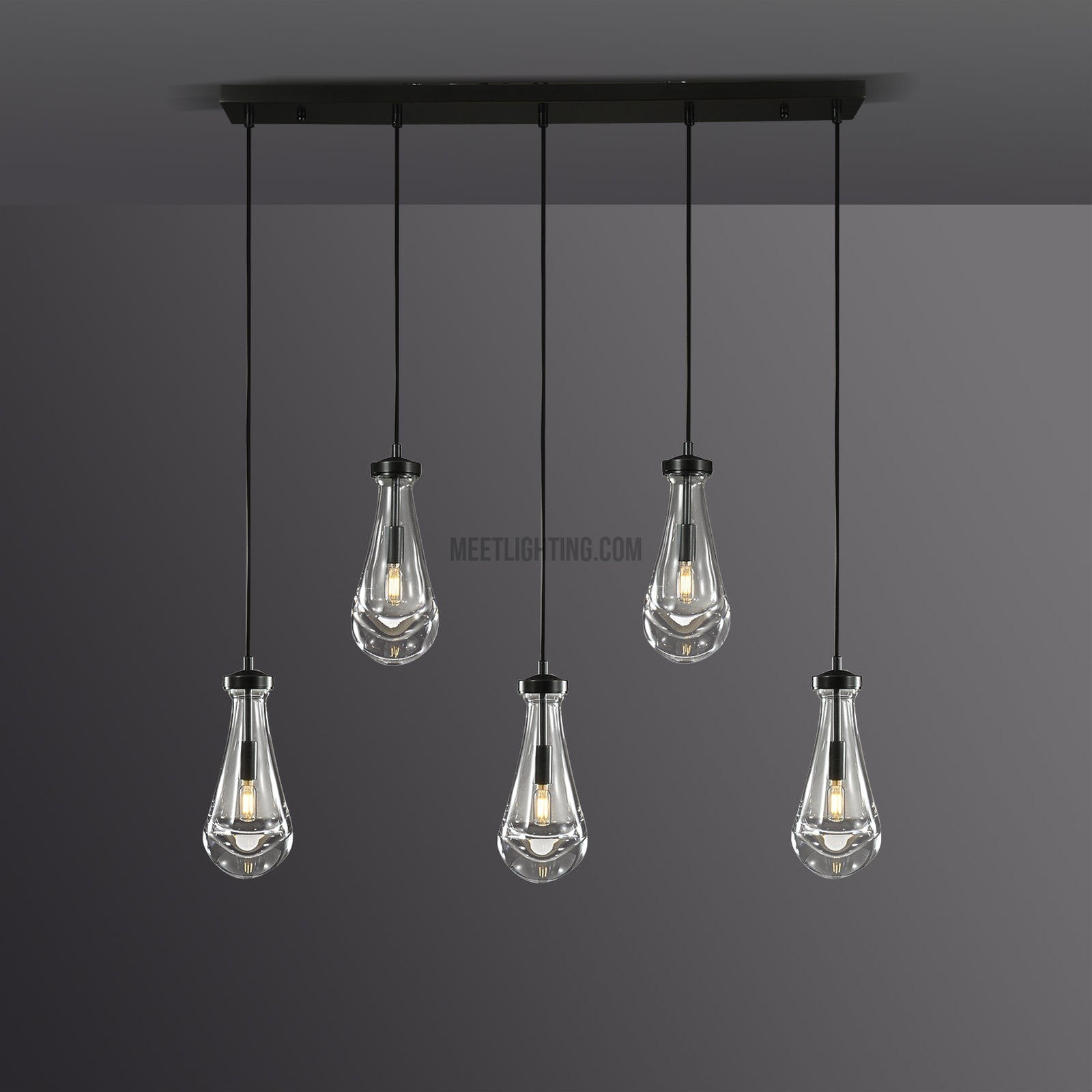 Raindrops Rectangular Chandelier 36" cord-Meet Lighting