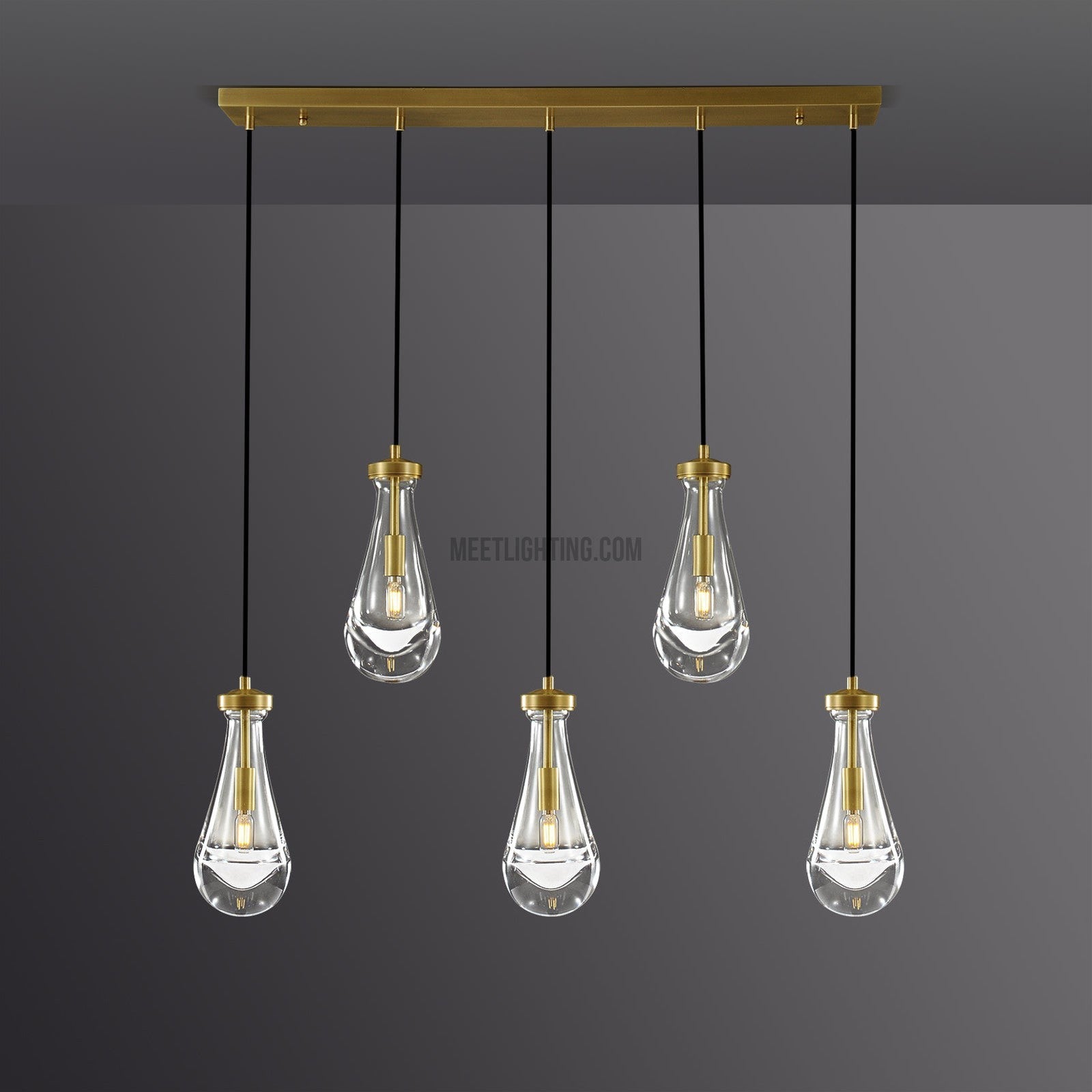 Raindrops Rectangular Chandelier 36" cord-Meet Lighting