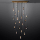 Modern Raindrop Rectangle Crystal Chandelier 72" For Dinning Room Kitchen