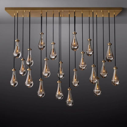 Modern Raindrop Rectangle Crystal Chandelier 72" For Dinning Room Kitchen