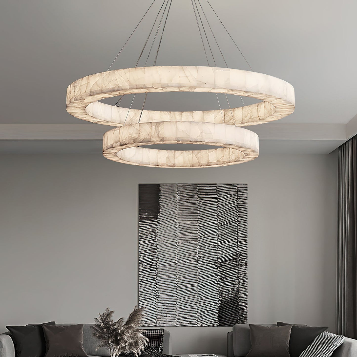 Ravage Round Chandelier Alabaster Halo Round Chandelier